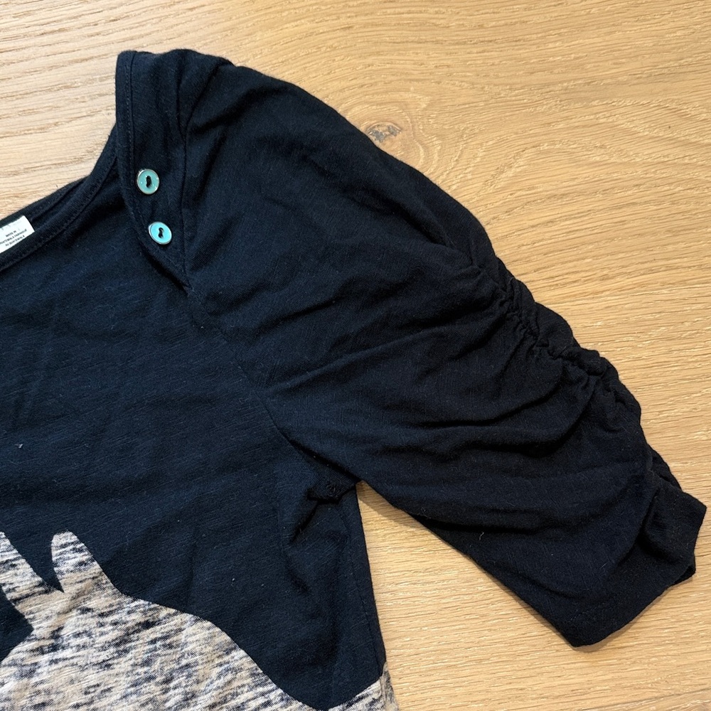 Anthropologie Black Short-Sleeve Tee with Heather Gray Dog Silhouette size S - Picture 6 of 14